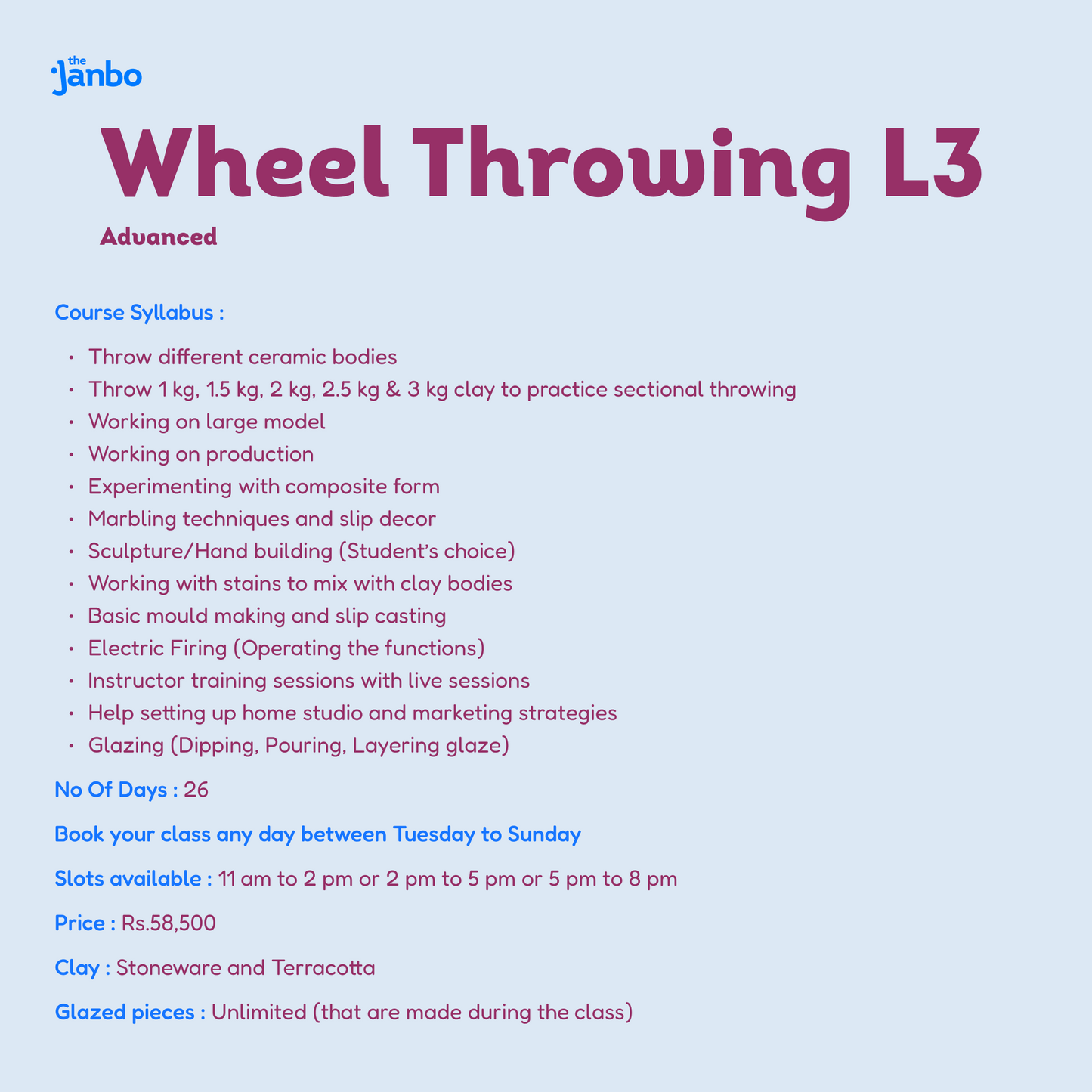 Wheel Throwing- Level 3