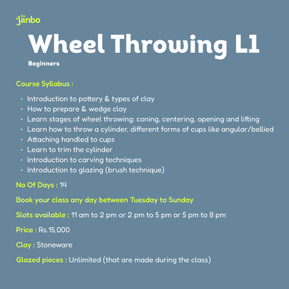 Wheel Throwing- Level 1 (Beginners)